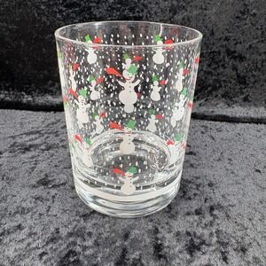 Georges Briard Vintage Snowman Double Old Fashioned Glass and Coaster Set 8pc